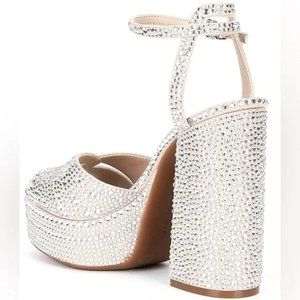 Gianni Bini Kemara Open Toe Embellished Glitter Platform Dress Sandals